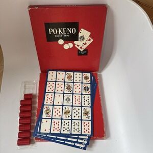 Vintage Po-Ke-No Poker Keno Game 12 Board Set U.S. Playing Card Co 153 Chips